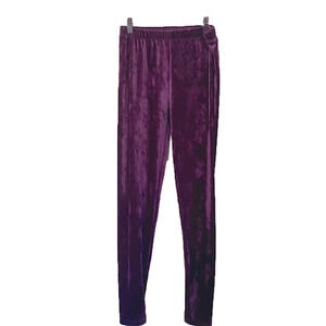 Purple Velvet Leggings Mardi Gras Purple Pull On Style OSFM